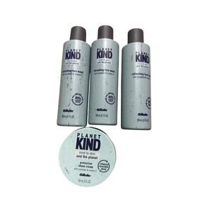 Planet Kind by Gillette Face Wash 6.7 oz x3 + Protective Shave Cream Bundle NWT
